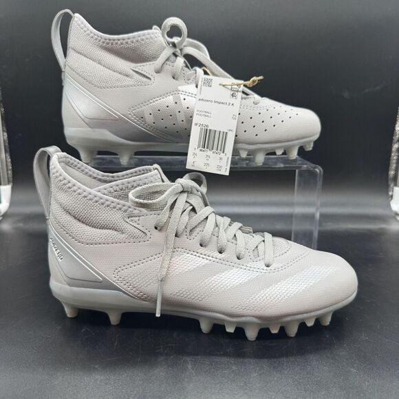 Adidas Adizero Impact.2 IF2526 Mens Size 4 Silver White Football Cleats NEW